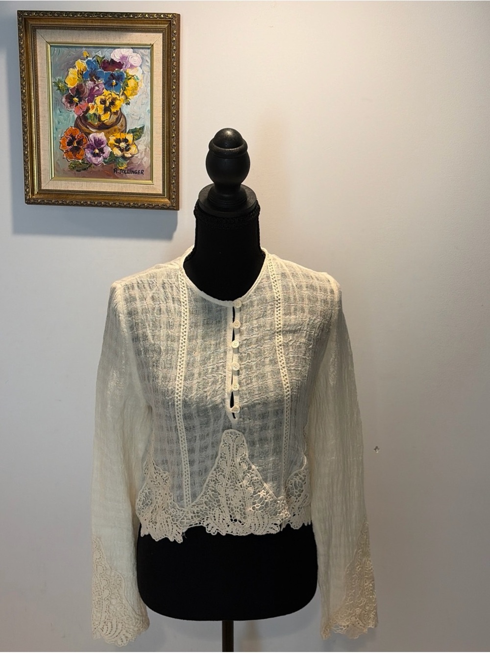 Zara Lace Top Coquette  Boho Romantic  Cottage Core Hippie Linen / Cotton